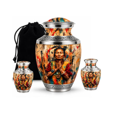 American Elder Women Prayer Cremation Urn for Ashes