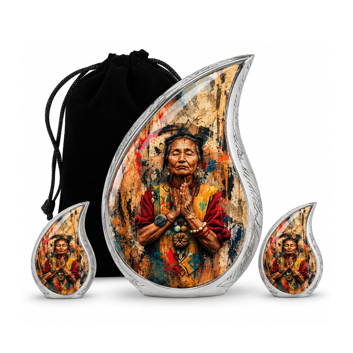 American Elder Women Prayer Cremation Urn for Ashes