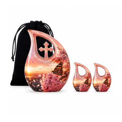 Cherry Blossom Butterfly Cremation Urn for Ashes