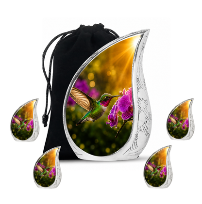 Hummingbird & Orchid Cremation Urn for Ashes