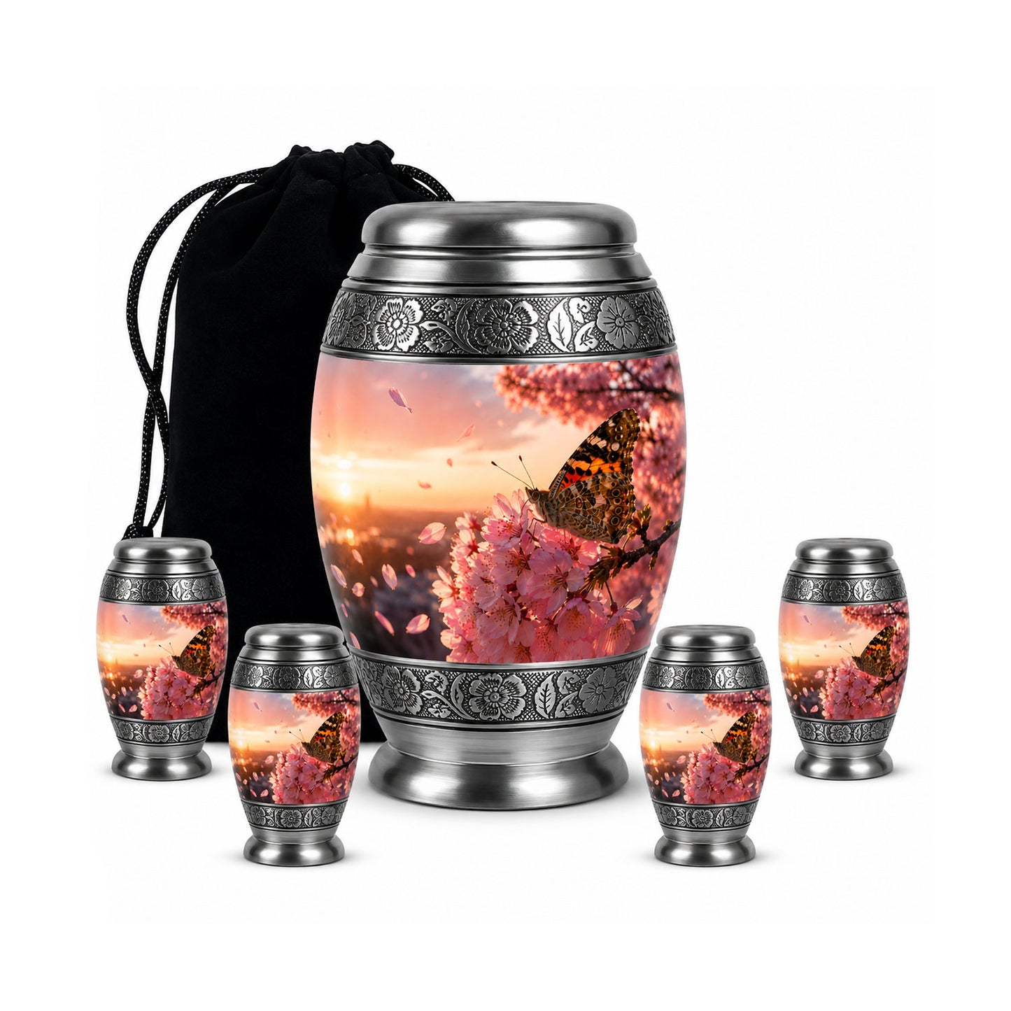 Cherry Blossom Butterfly Cremation Urn for Ashes