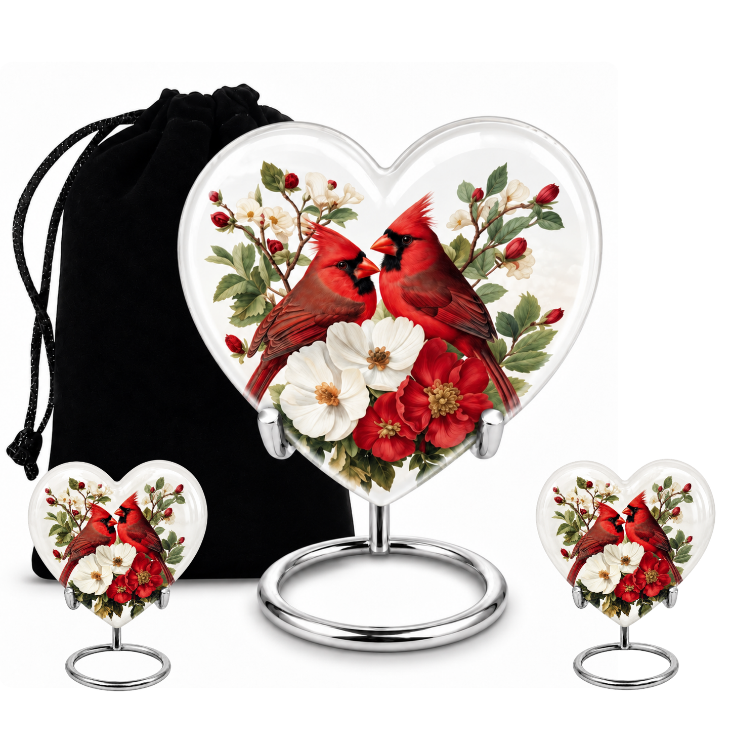 Red Cardinal Couple Urn for Ashes