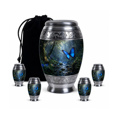 Blue Butterfly Cremation Urn for Ashes