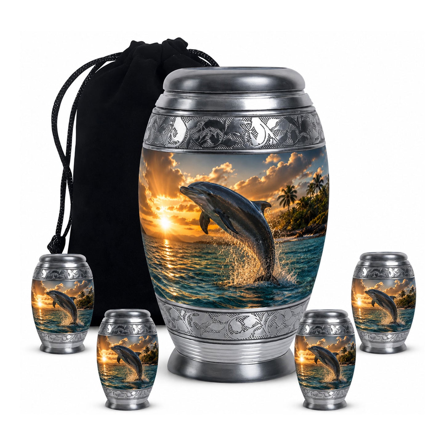Blue Dolphin Cremation Urn