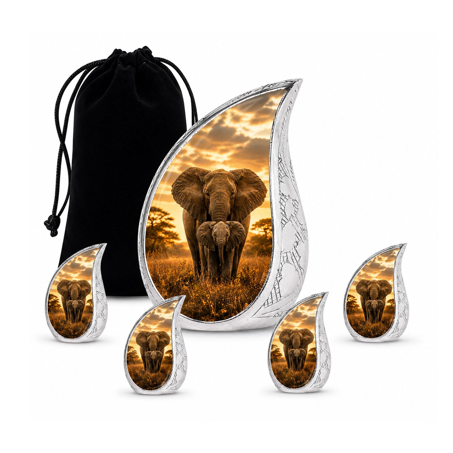 Baby Calf & Mother Elephant Cremation Urn For Ashes