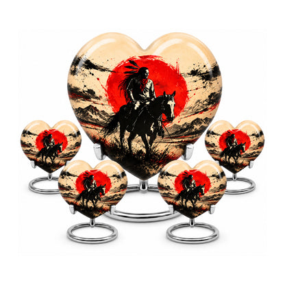 American Horseback Rider Red Sun Cremation Urn for Ashes