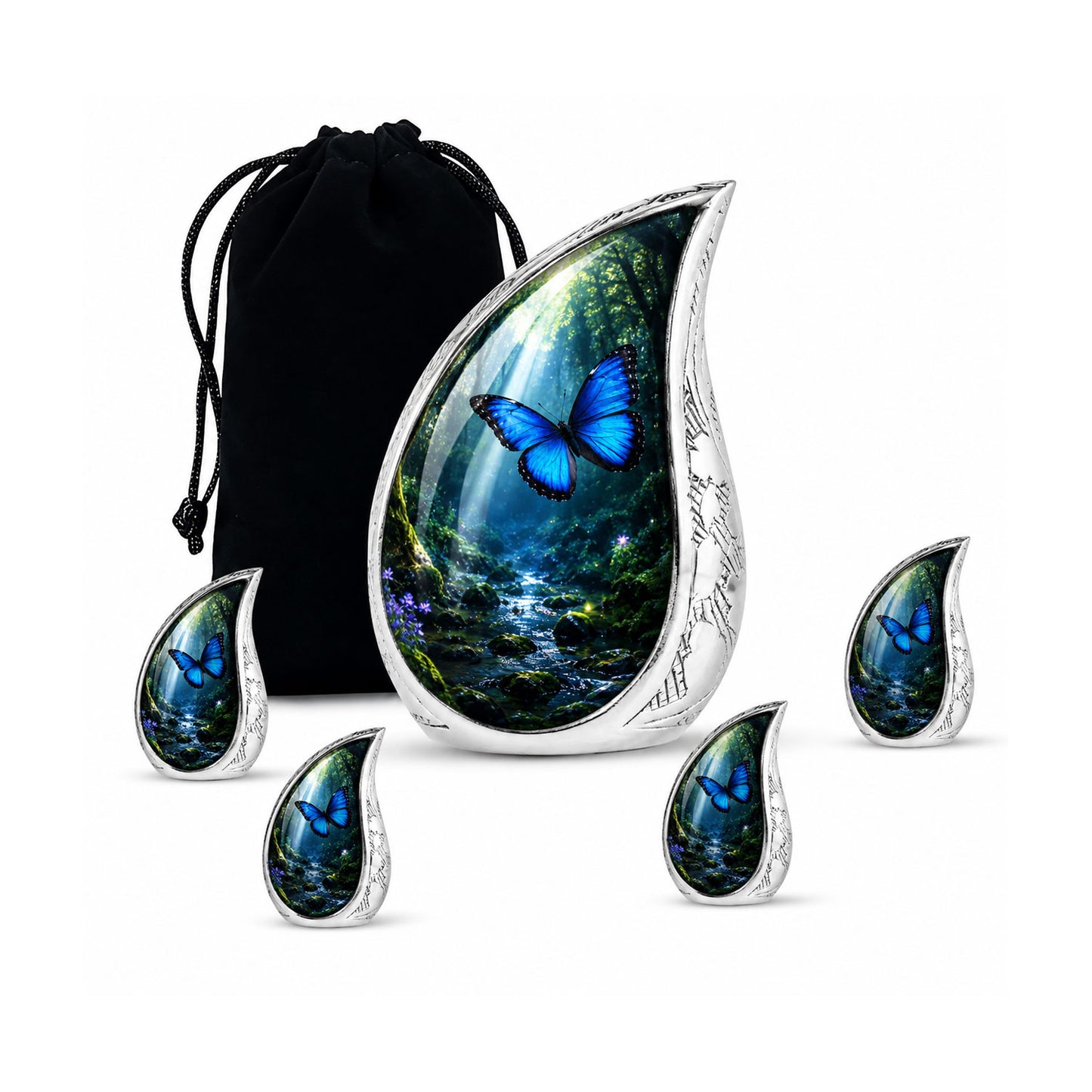 Blue Butterfly Cremation Urn for Ashes
