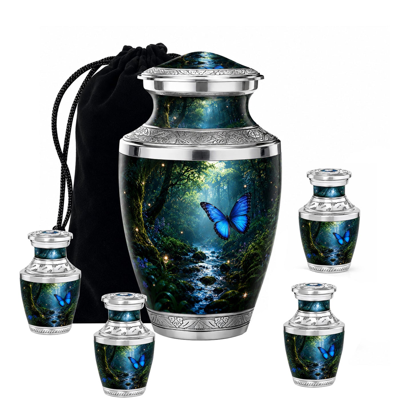 Blue Butterfly Cremation Urn for Ashes
