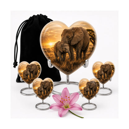Elephant Family Cremation Urn For Ashes