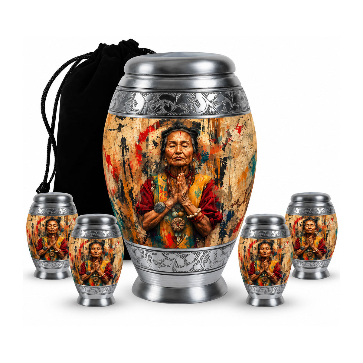 American Elder Women Prayer Cremation Urn for Ashes