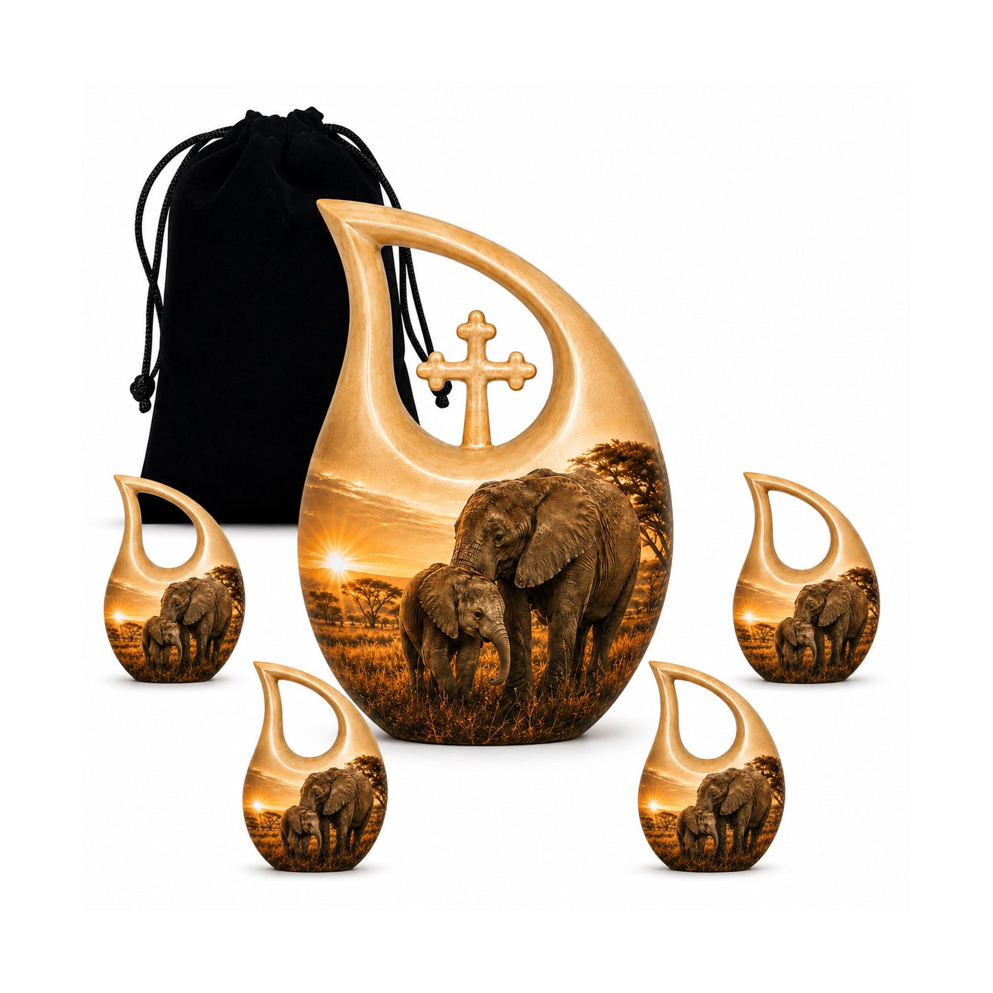 Elephant Family Cremation Urn For Ashes