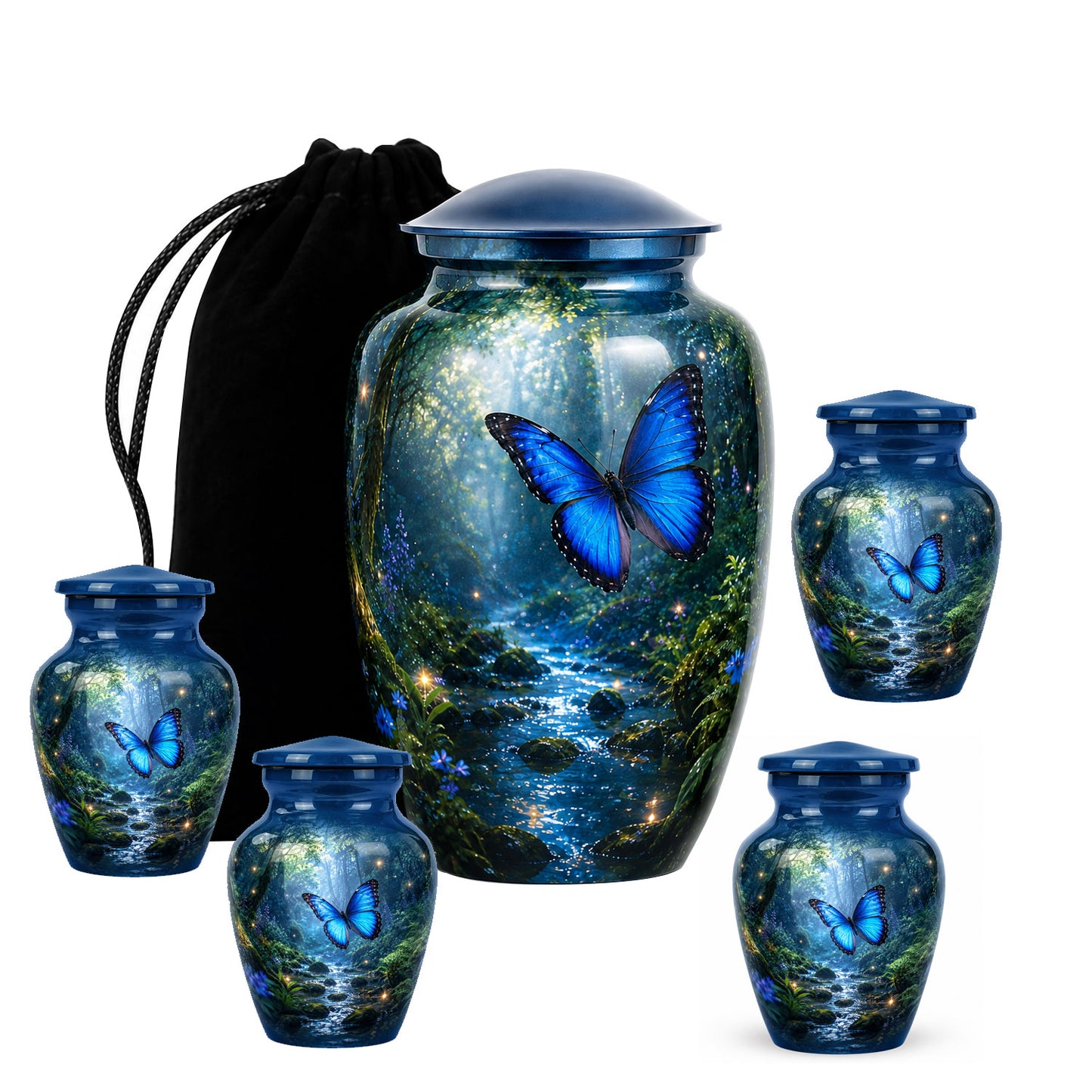 Blue Butterfly Cremation Urn for Ashes