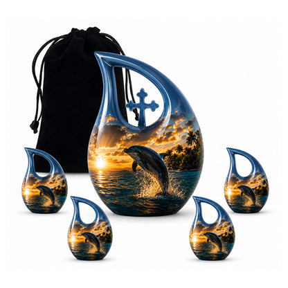 Blue Dolphin Cremation Urn