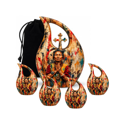 American Elder Women Prayer Cremation Urn for Ashes