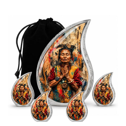 American Elder Women Prayer Cremation Urn for Ashes