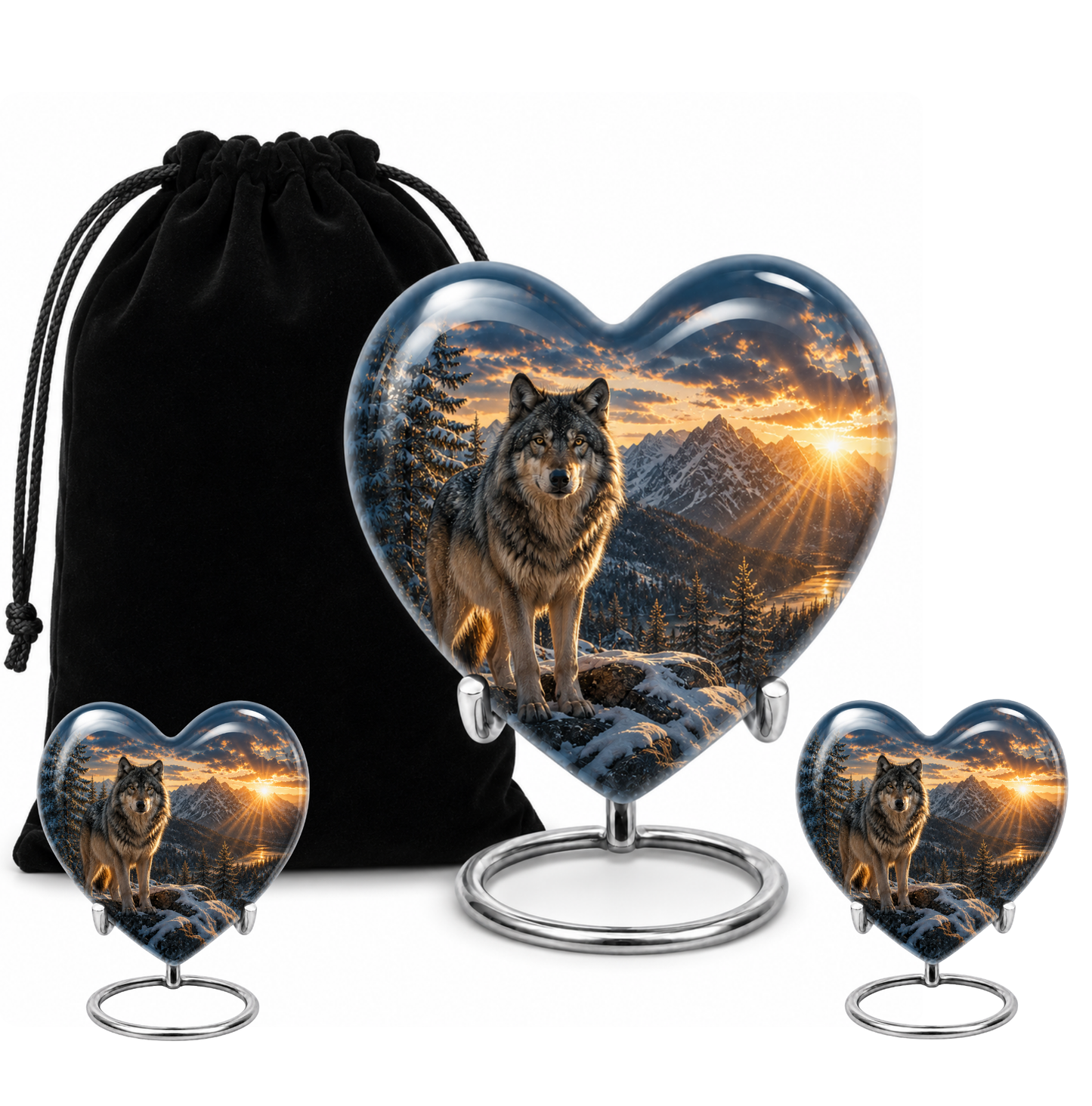 Snow Mountain Wolf Cremation Urn for Human Ashes