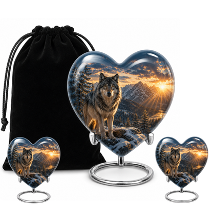 Snow Mountain Wolf Cremation Urn for Human Ashes