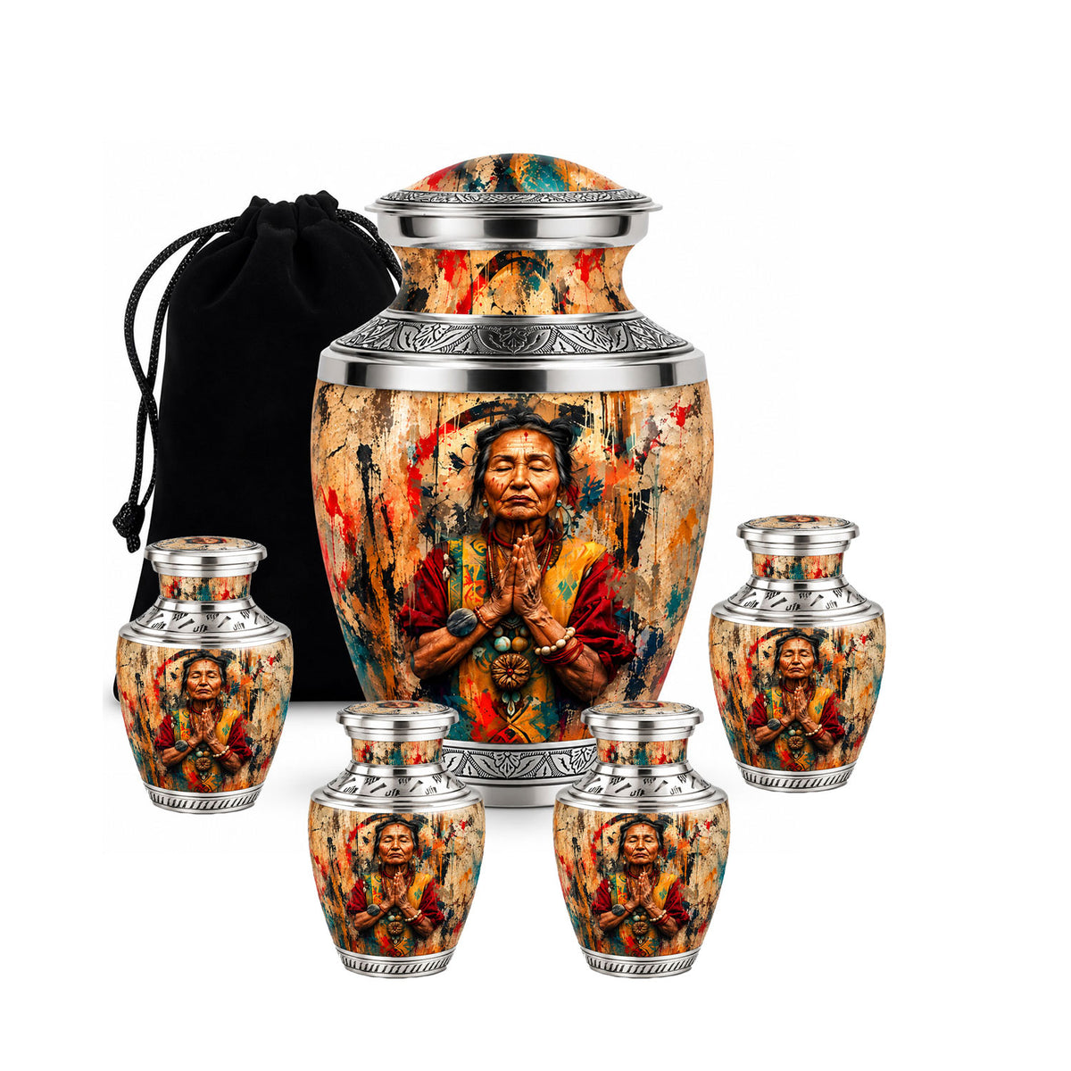American Elder Women Prayer Cremation Urn for Ashes