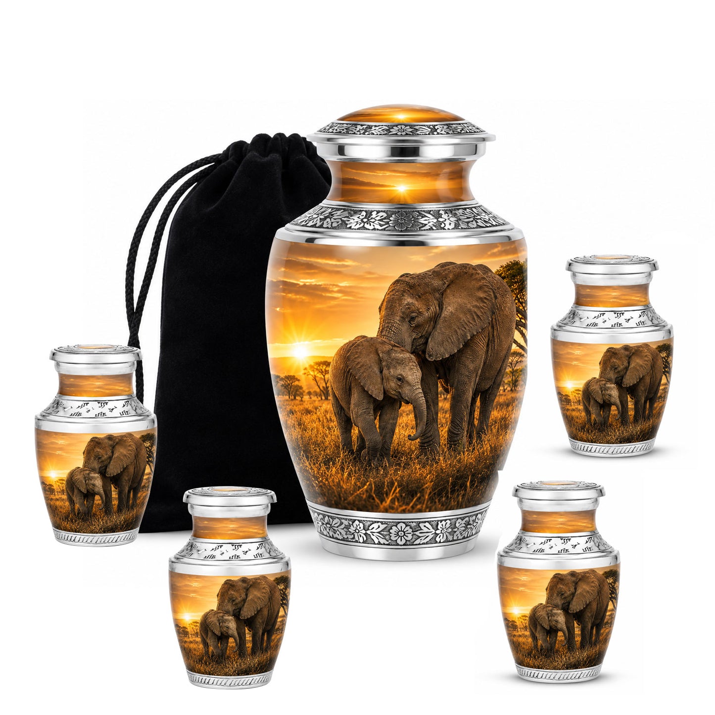 Elephant Family Cremation Urn For Ashes