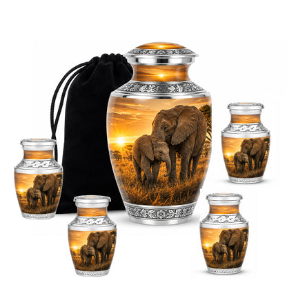 Elephant Family Cremation Urn For Ashes