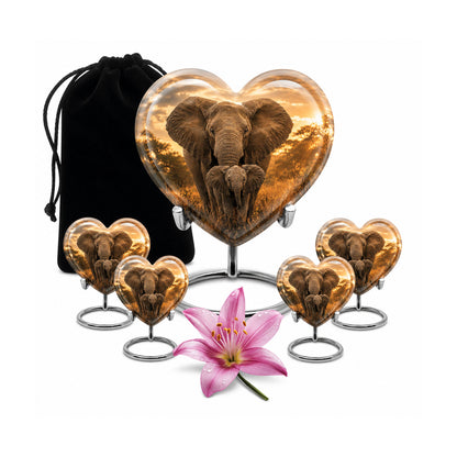 Baby Calf & Mother Elephant Cremation Urn For Ashes