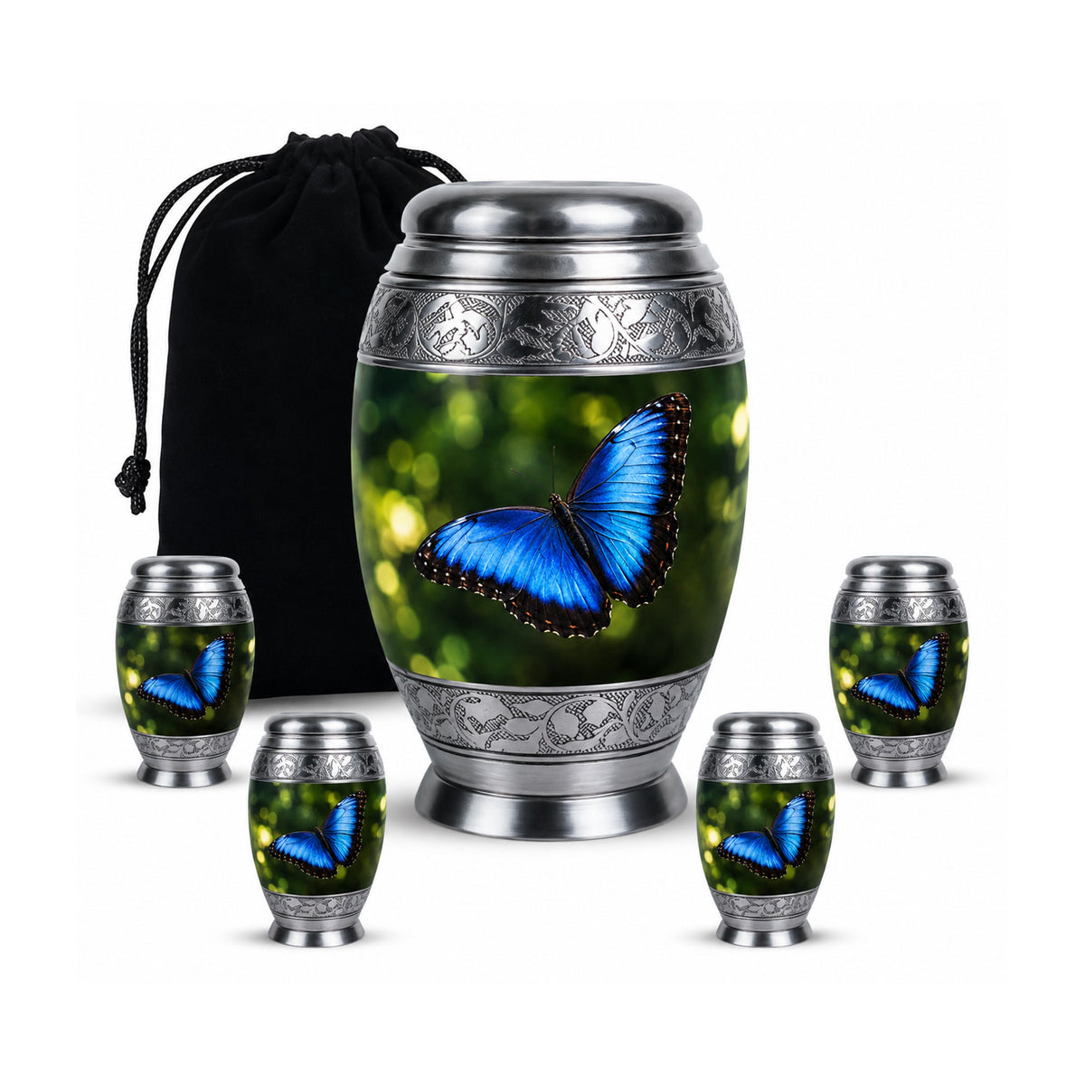 Blue Morpho Butterfly Cremation Urn for Ashes