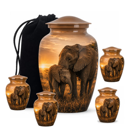 Elephant Family Cremation Urn For Ashes
