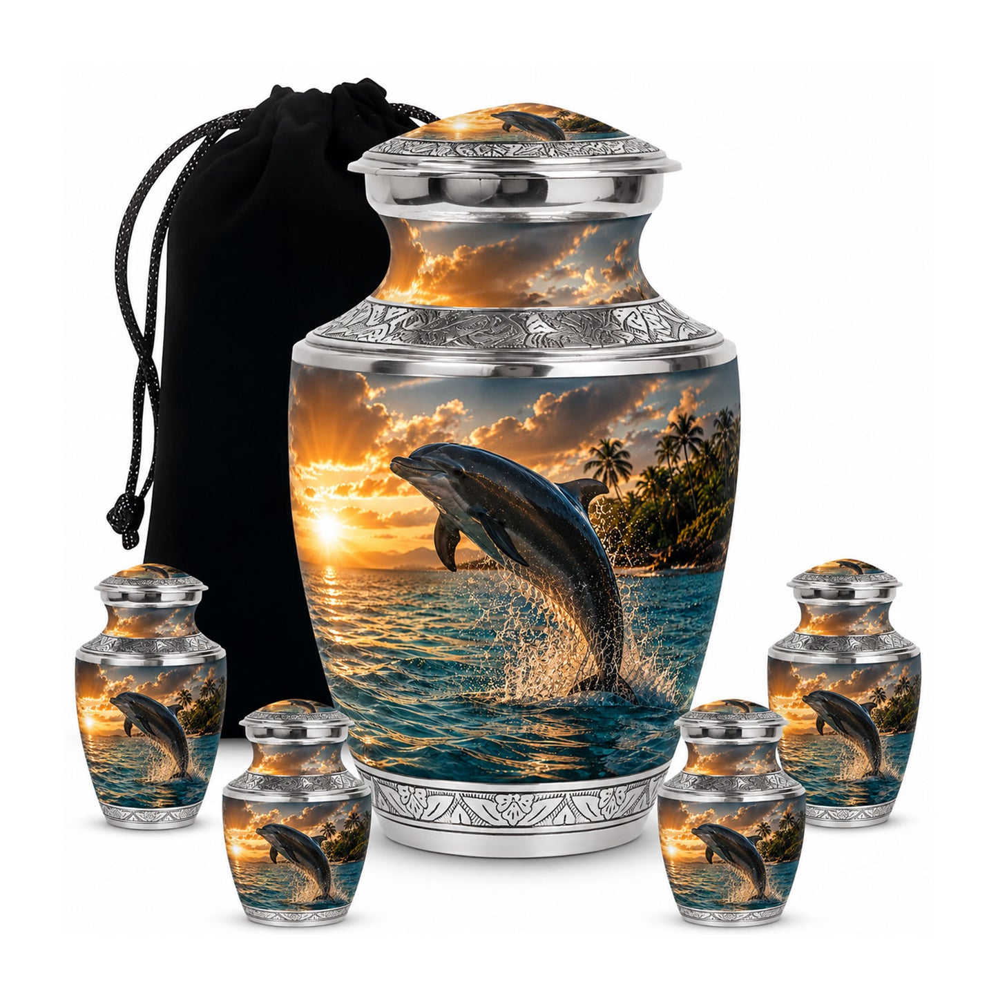 Blue Dolphin Cremation Urn