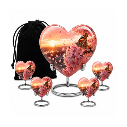 Cherry Blossom Butterfly Cremation Urn for Ashes