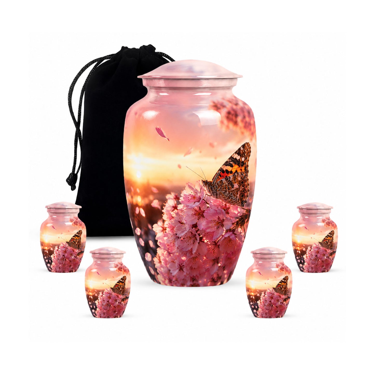 Cherry Blossom Butterfly Cremation Urn for Ashes
