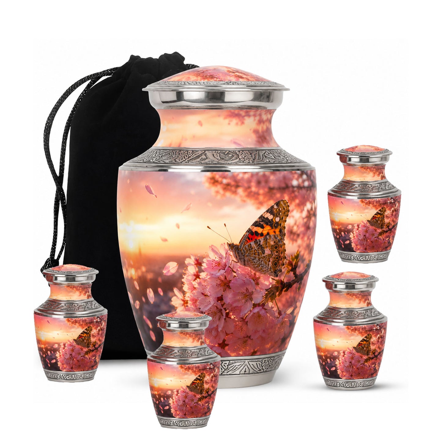 Cherry Blossom Butterfly Cremation Urn for Ashes