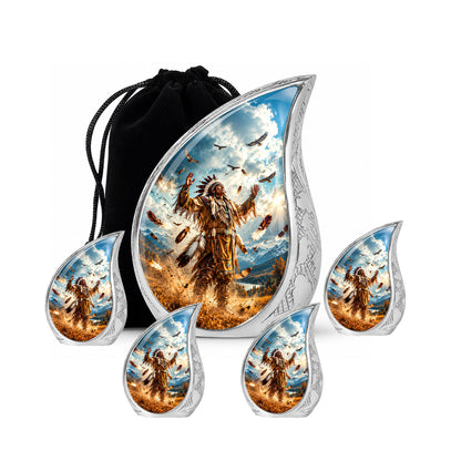 American Chief Eagle Feathers Cremation Urn for Ashes