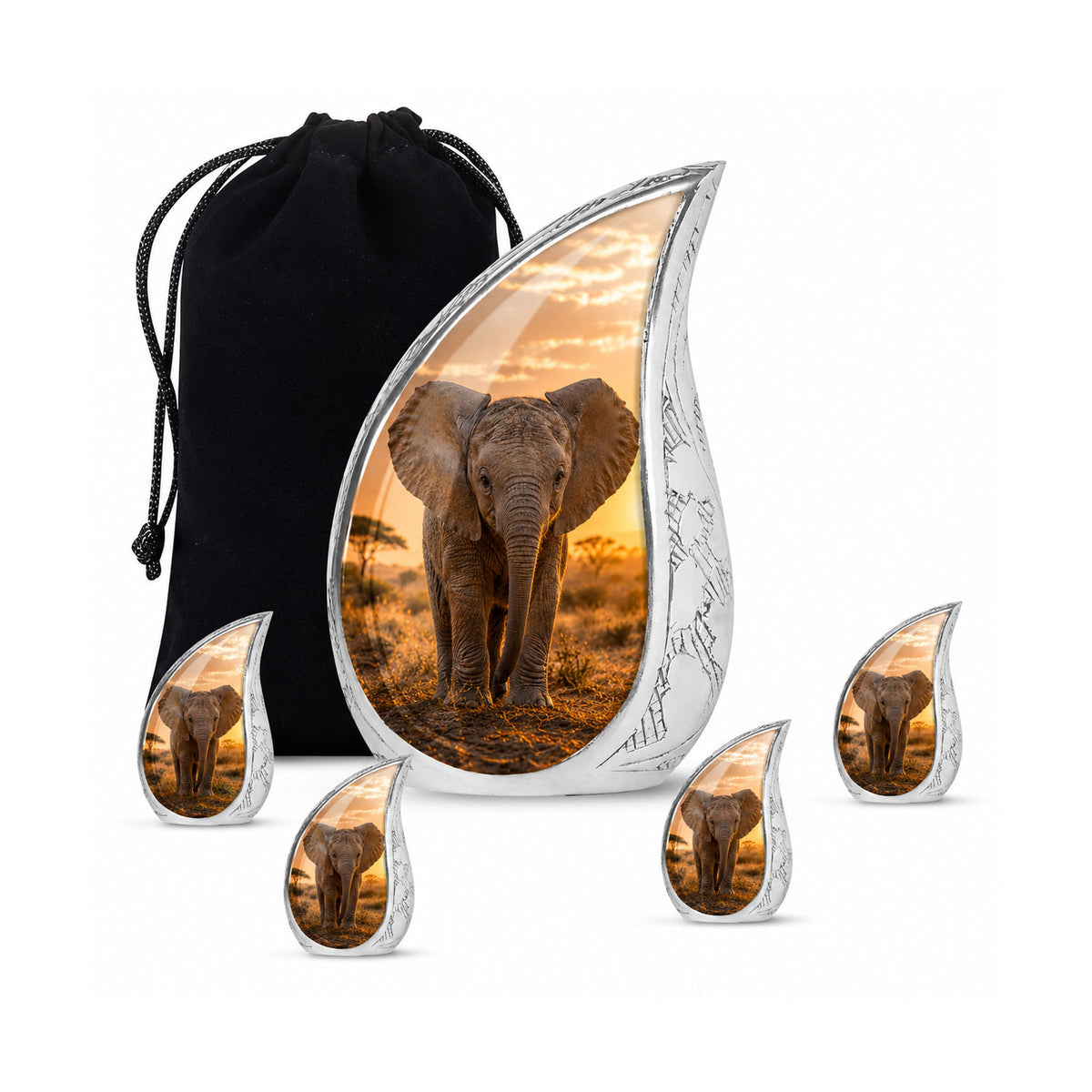 Baby Elephant Teardrop Cremation Urn For Ashes