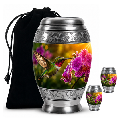 Hummingbird & Orchid Cremation Urn for Ashes