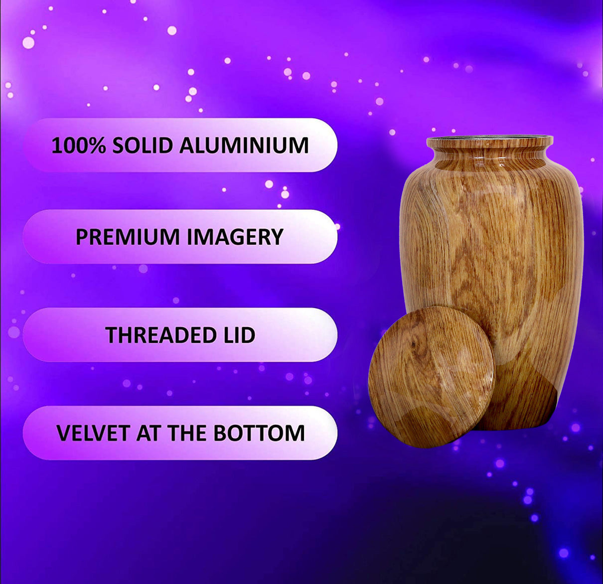 Wooden finish aluminium urn