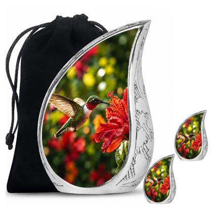 Hibiscus and Hummingbird Cremation Urn for Ashes