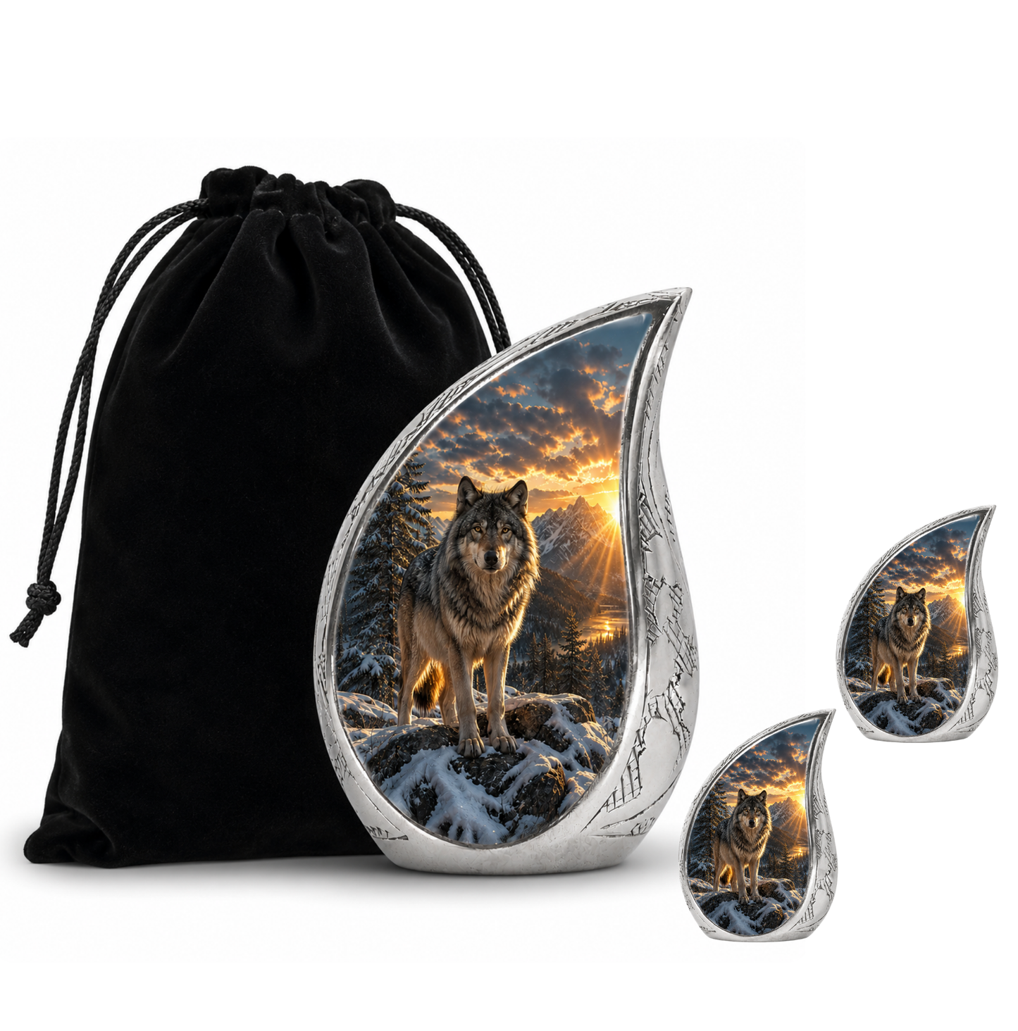 Snow Mountain Wolf Cremation Urn for Human Ashes