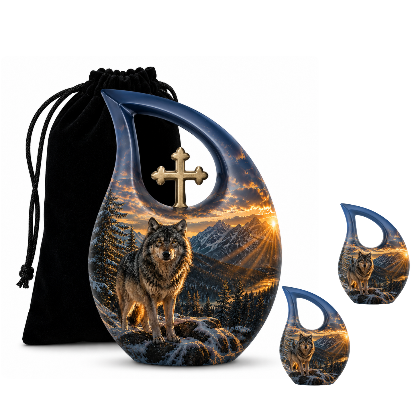 Snow Mountain Wolf Cremation Urn for Human Ashes