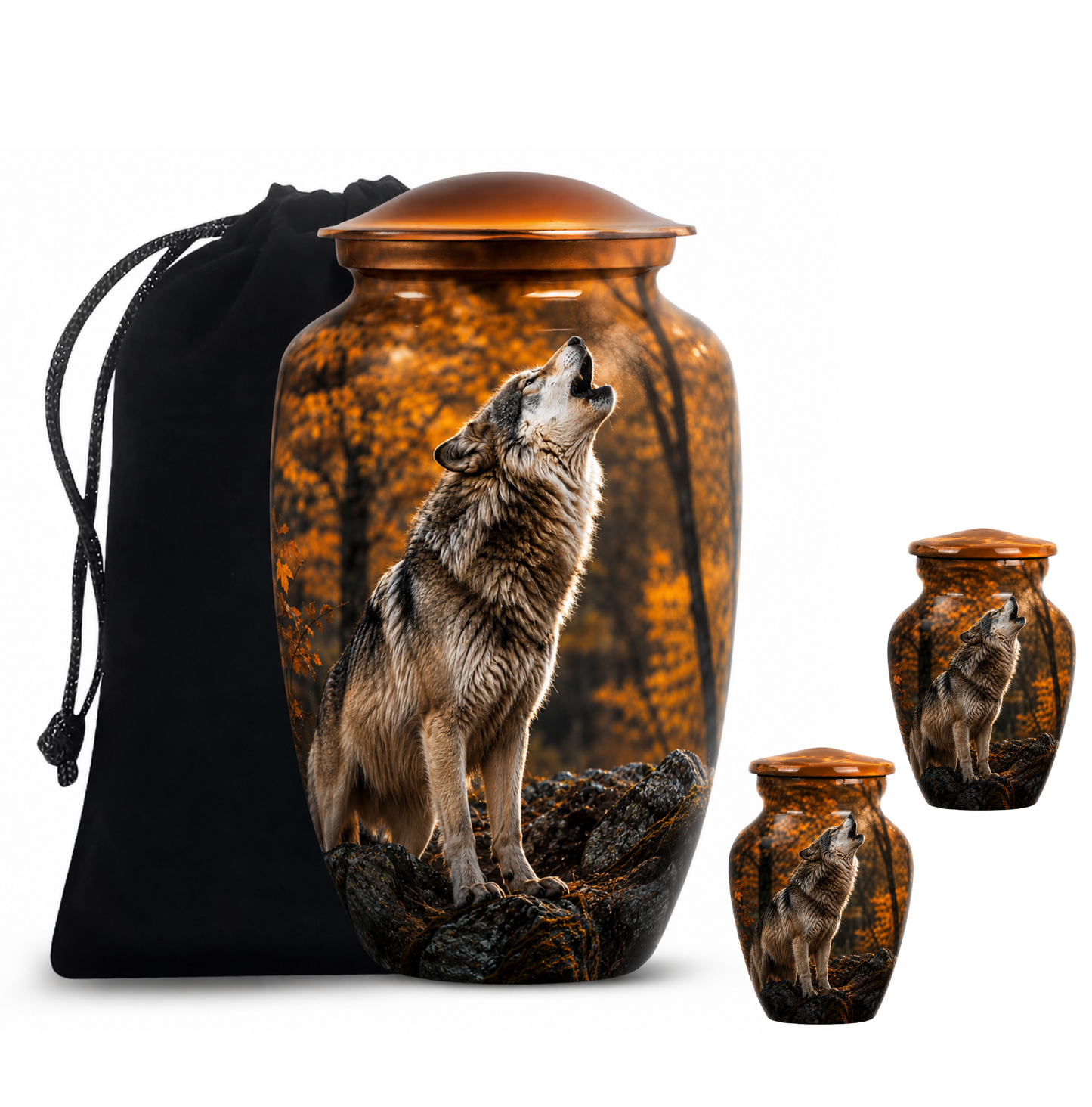 Howling Wolf Cremation Urn for Human Ashes