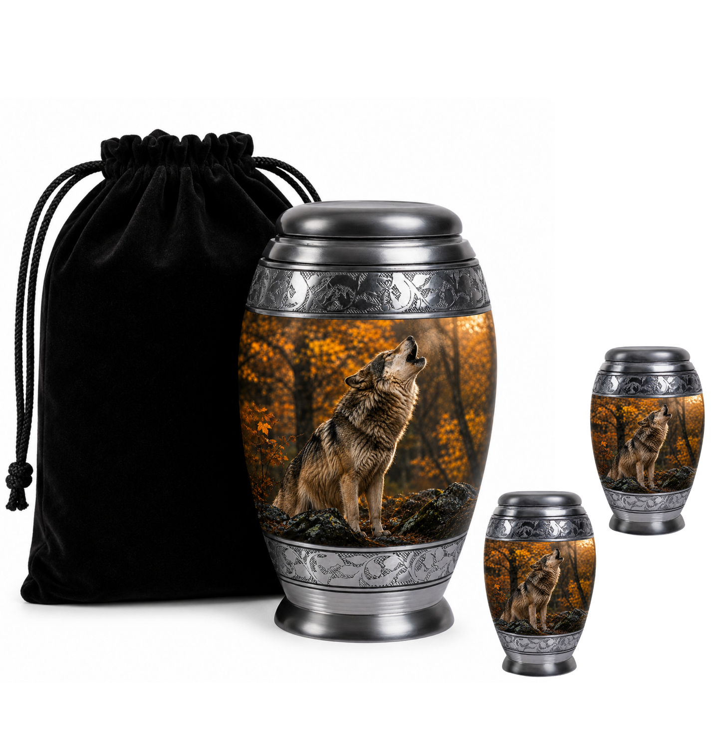 Howling Wolf Cremation Urn for Human Ashes
