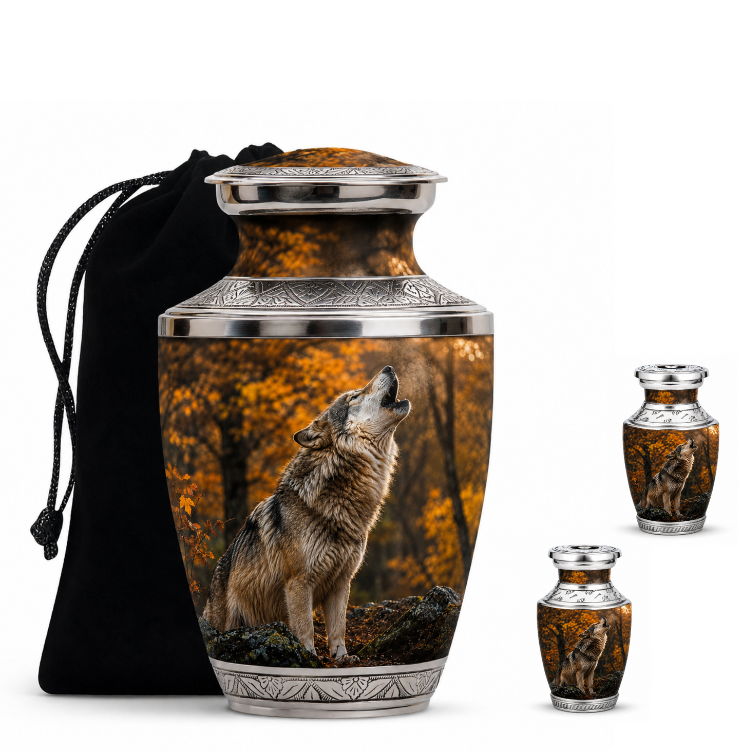 Howling Wolf Cremation Urn for Human Ashes