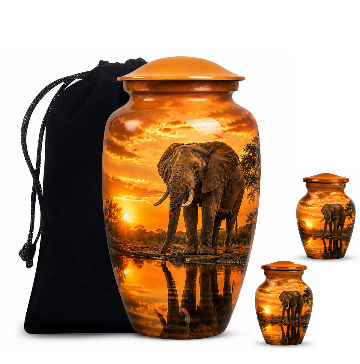 African Elephant Cremation Urn For Ashes