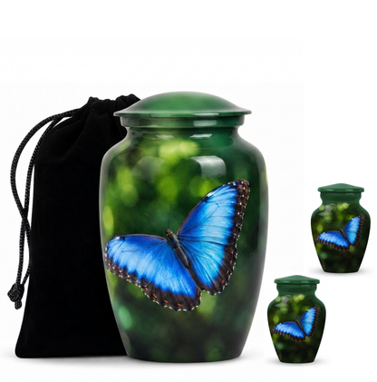 Blue Morpho Butterfly Cremation Urn for Ashes