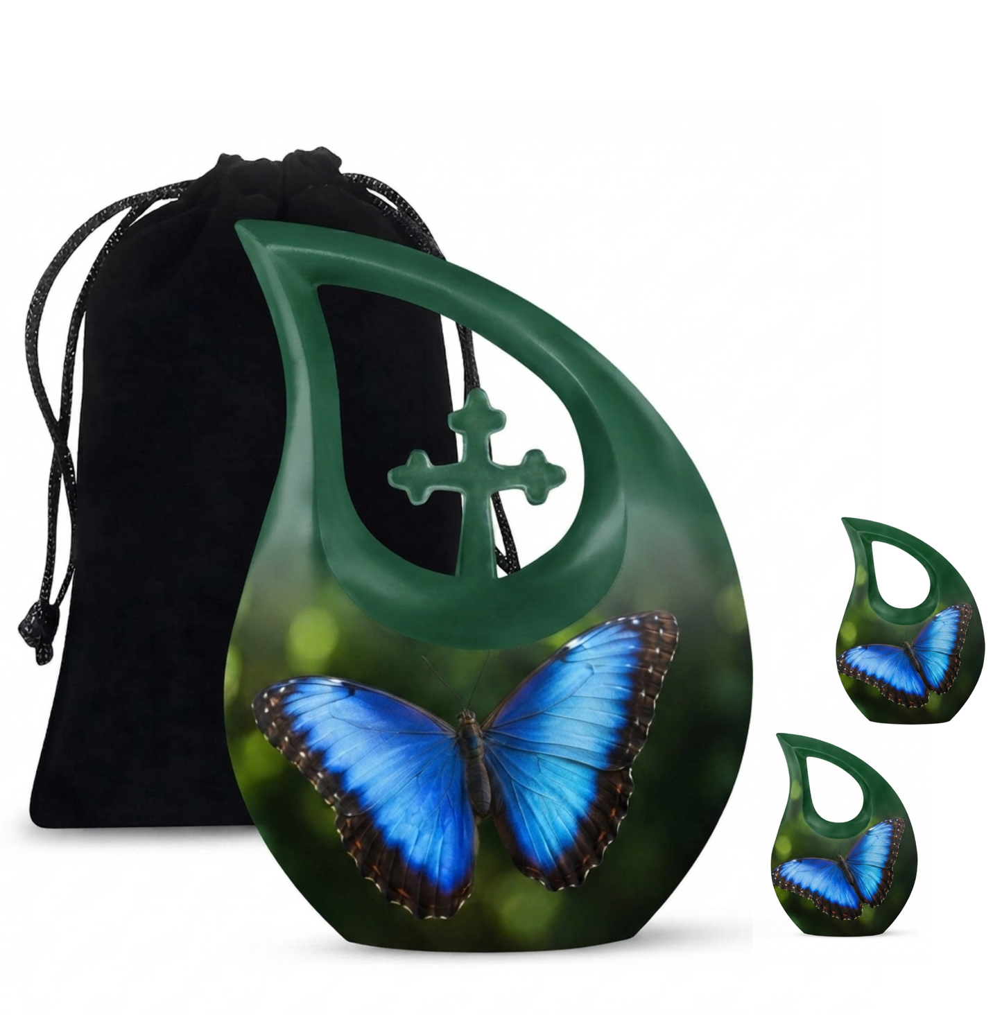 Blue Morpho Butterfly Cremation Urn for Ashes