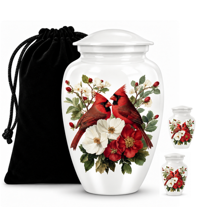 Red Cardinal Couple Urn for Ashes