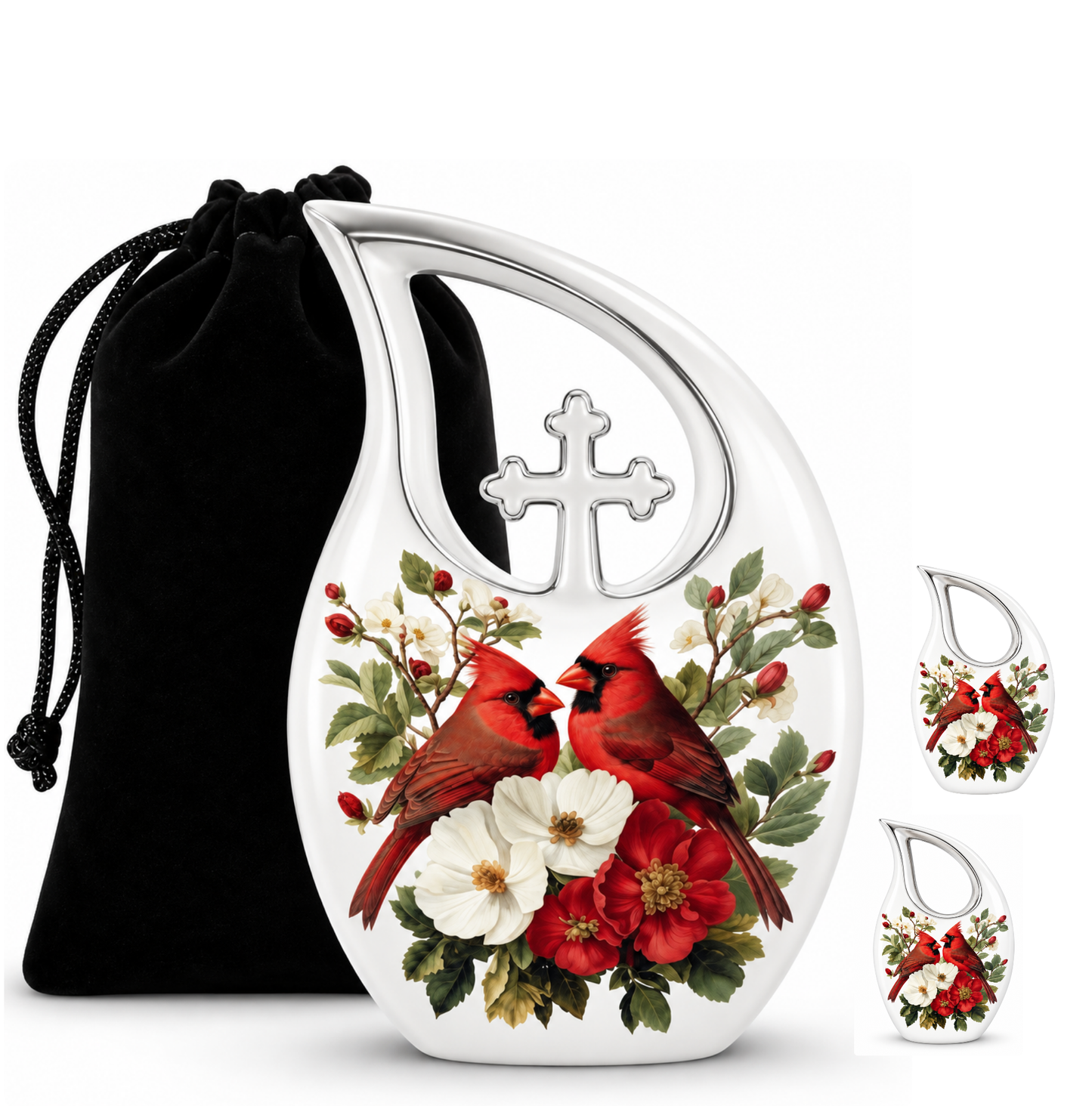 Red Cardinal Couple Urn for Ashes