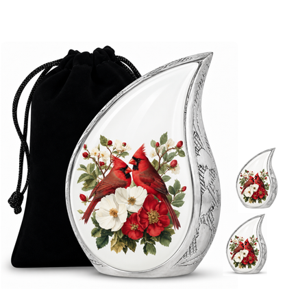 Red Cardinal Couple Urn for Ashes