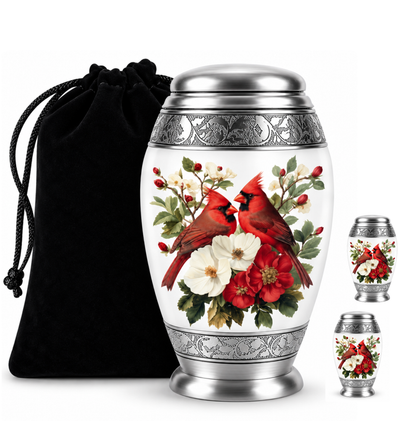 Red Cardinal Couple Urn for Ashes