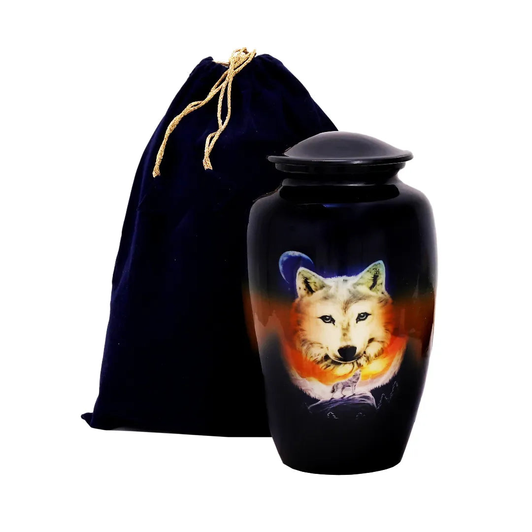 Blue Wolf Design Adult Cremation Urn