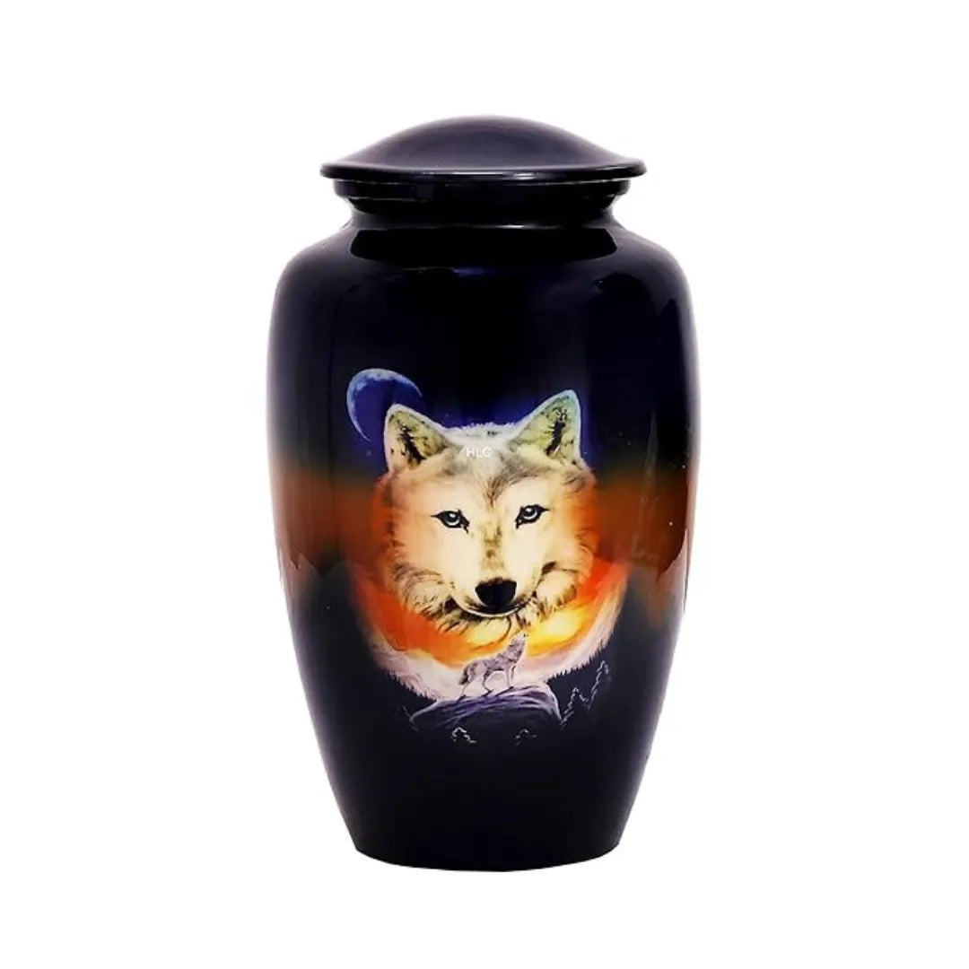Blue Wolf Design Adult Cremation Urn